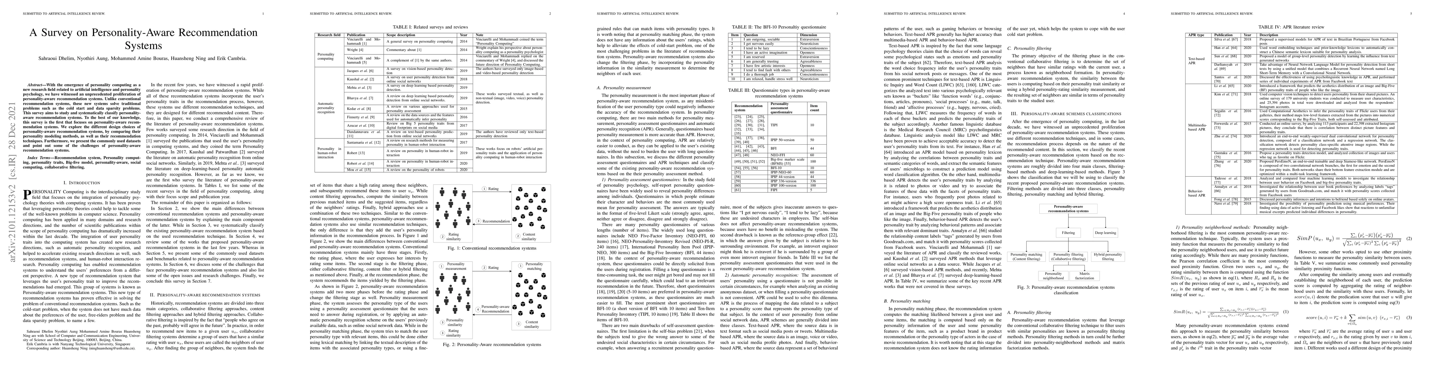 Thumbnail for A Survey on Personality-Aware Recommendation Systems
