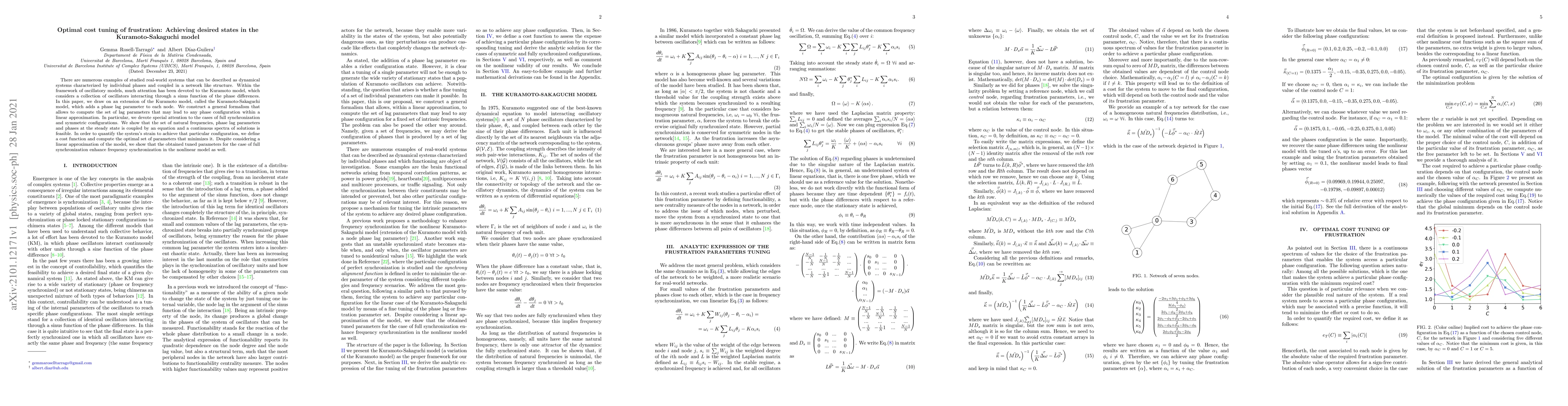 Thumbnail for Optimal cost tuning of frustration: Achieving desired states in the
  Kuramoto-Sakaguchi model