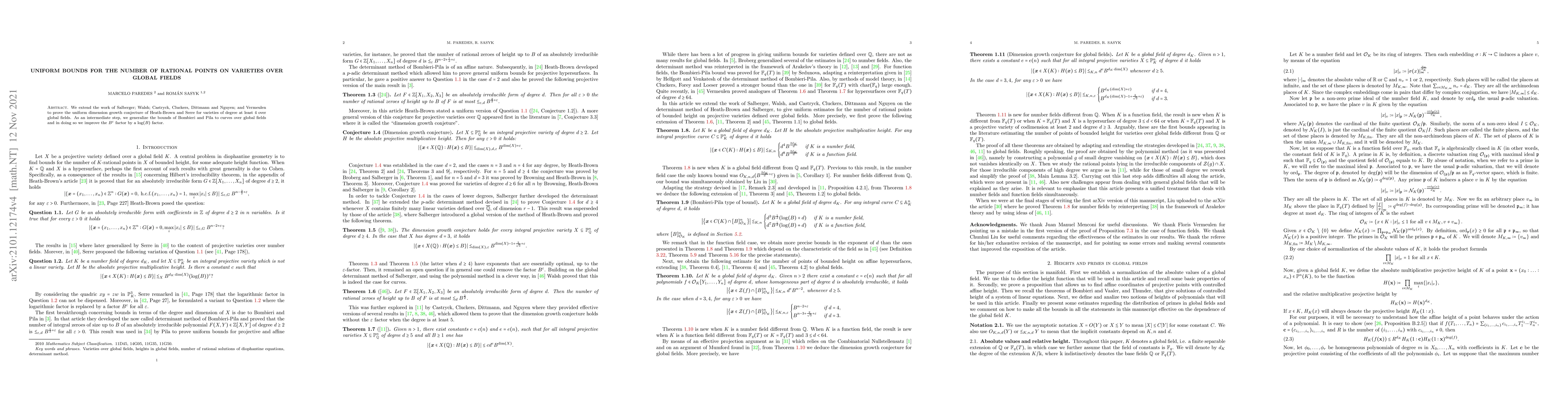 Thumbnail for Uniform bounds for the number of rational points on varieties over
  global fields