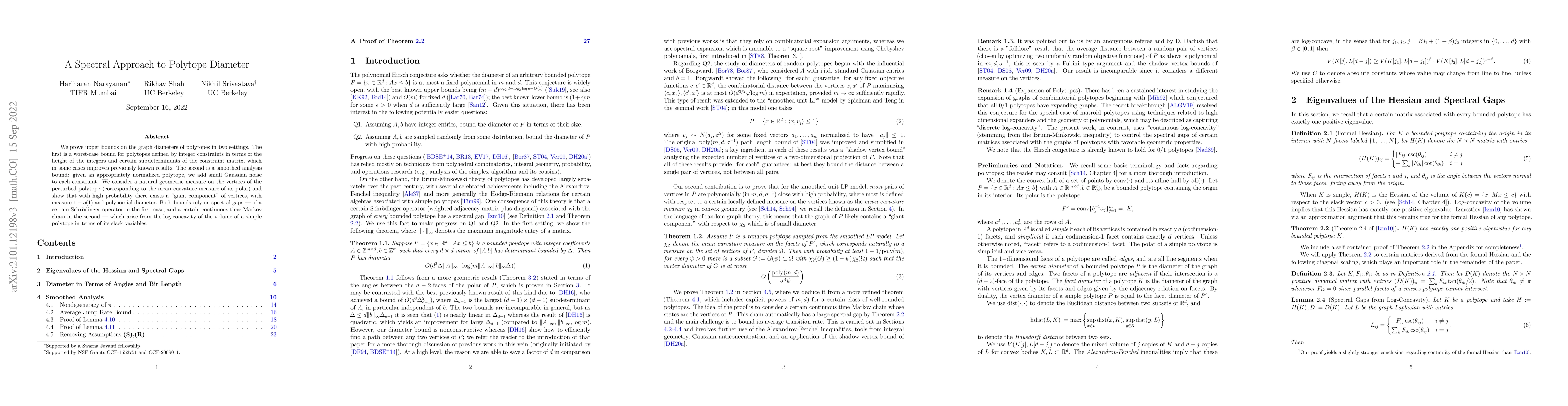 Thumbnail for A Spectral Approach to Polytope Diameter