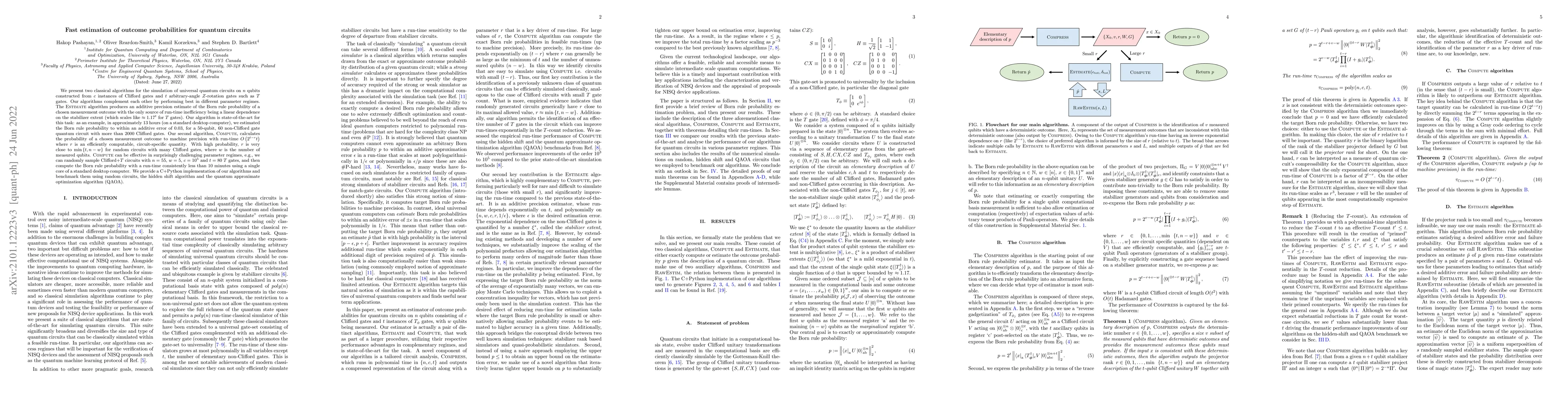 Thumbnail for Fast estimation of outcome probabilities for quantum circuits