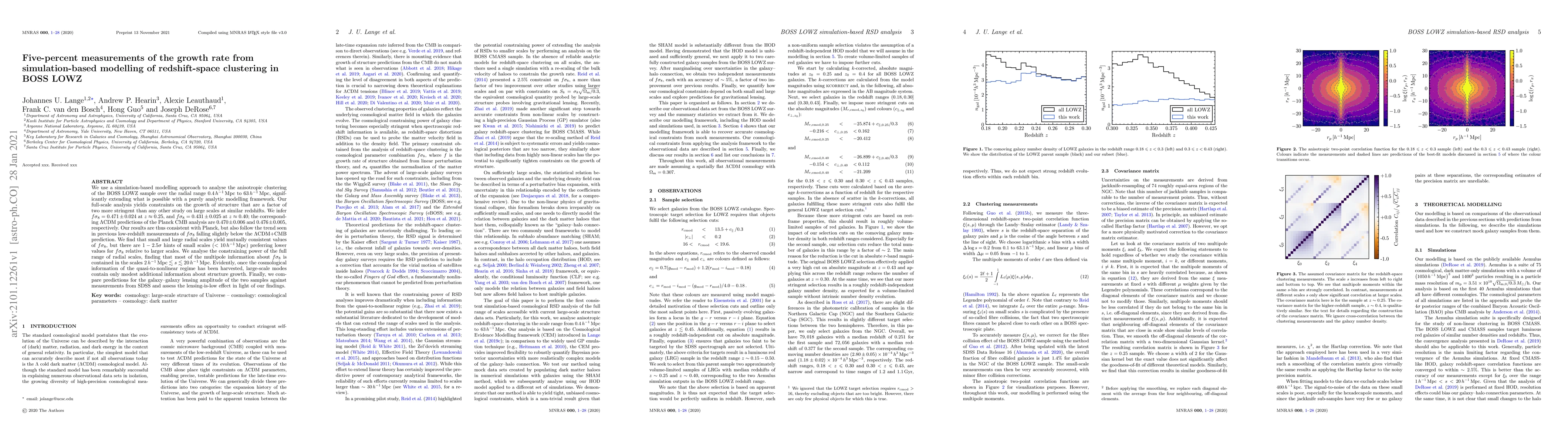 Thumbnail for Five-percent measurements of the growth rate from simulation-based
  modelling of redshift-space clustering in BOSS LOWZ