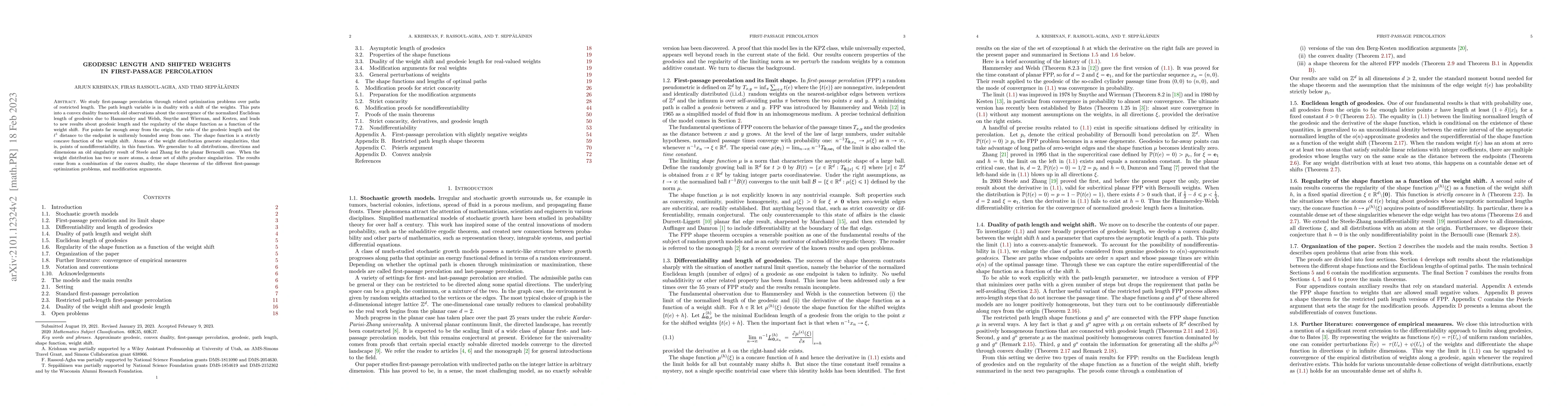 Thumbnail for Geodesic length and shifted weights in first-passage percolation