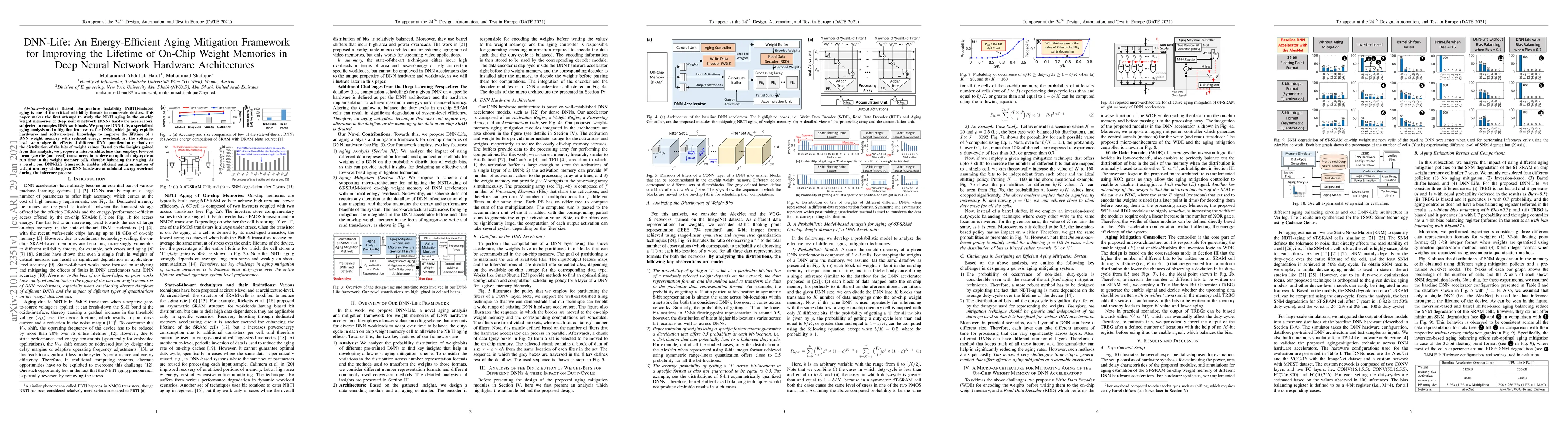 Thumbnail for DNN-Life: An Energy-Efficient Aging Mitigation Framework for Improving
  the Lifetime of On-Chip Weight Memories in Deep Neural Network Hardware
  Architectures