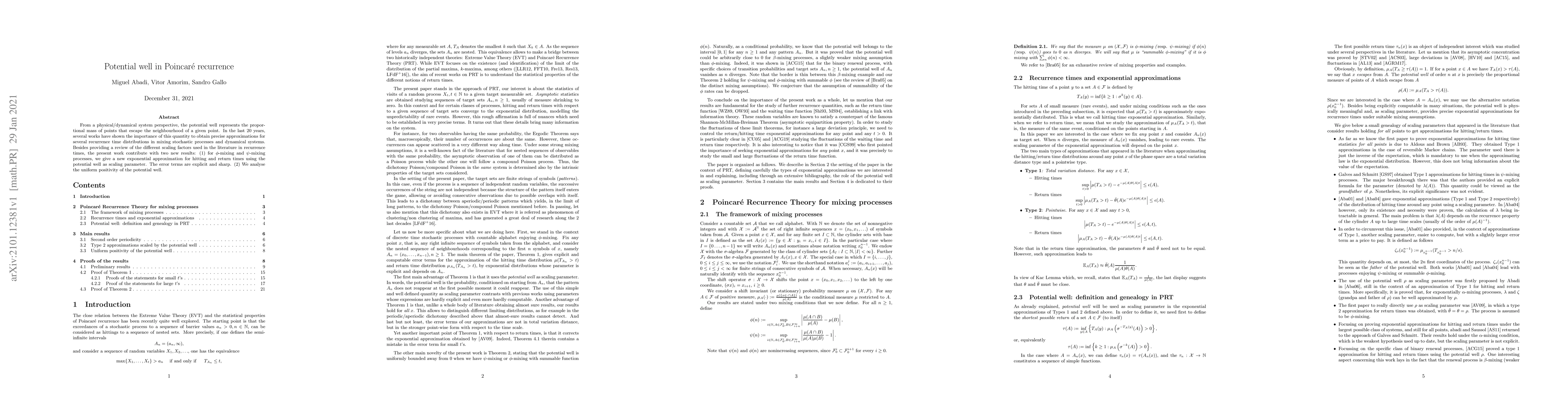 Thumbnail for Potential well in Poincar\'e recurrence