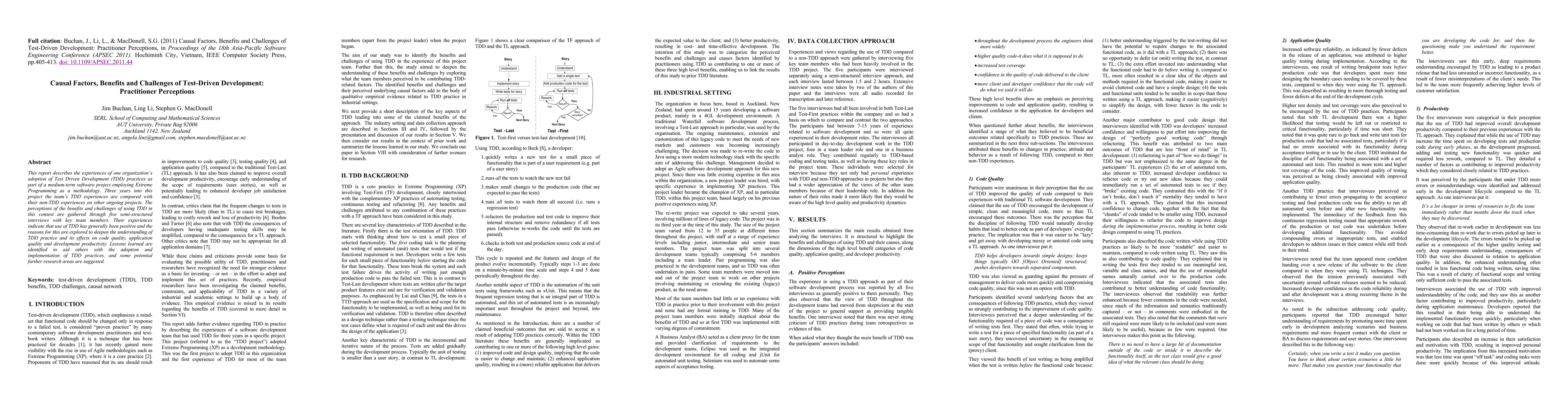 Thumbnail for Causal Factors, Benefits and Challenges of Test-Driven Development:
  Practitioner Perceptions