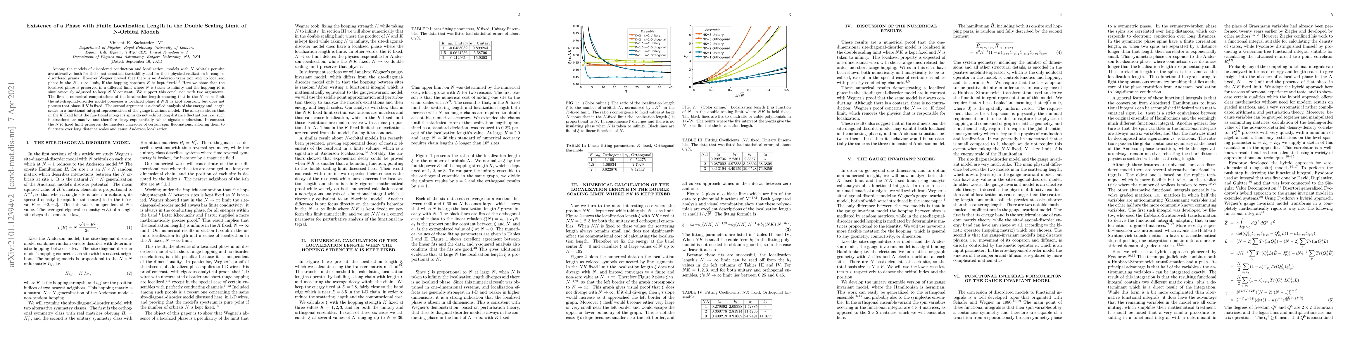 Thumbnail for Existence of a Phase with Finite Localization Length in the Double
  Scaling Limit of N-Orbital Models