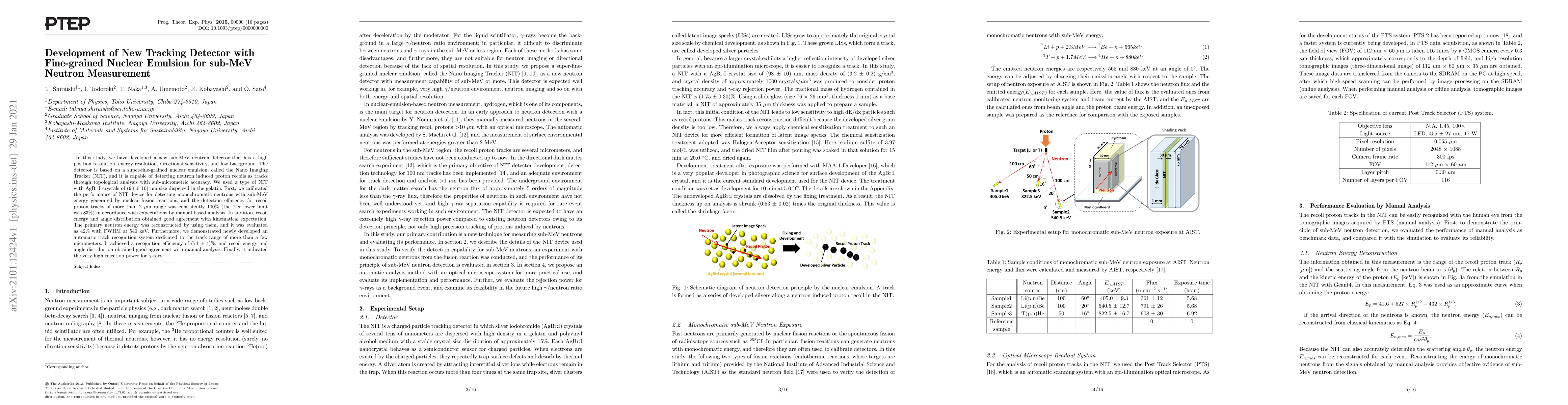 Thumbnail for Development of New Tracking Detector with Fine-grained Nuclear Emulsion
  for sub-MeV Neutron Measurement