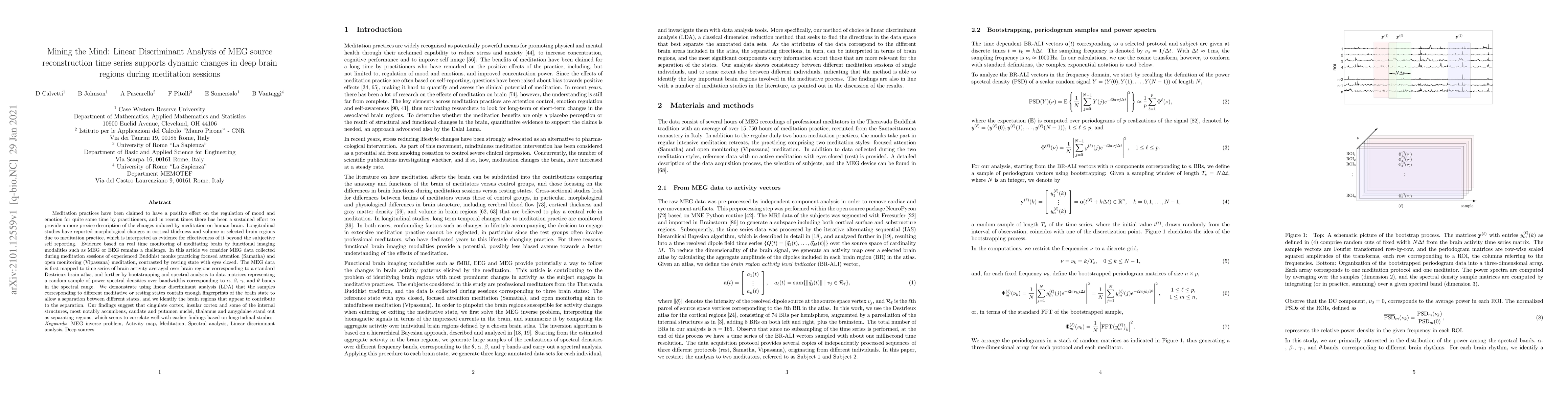 Thumbnail for Mining the Mind: Linear Discriminant Analysis of MEG source
  reconstruction time series supports dynamic changes in deep brain regions
  during meditation sessions