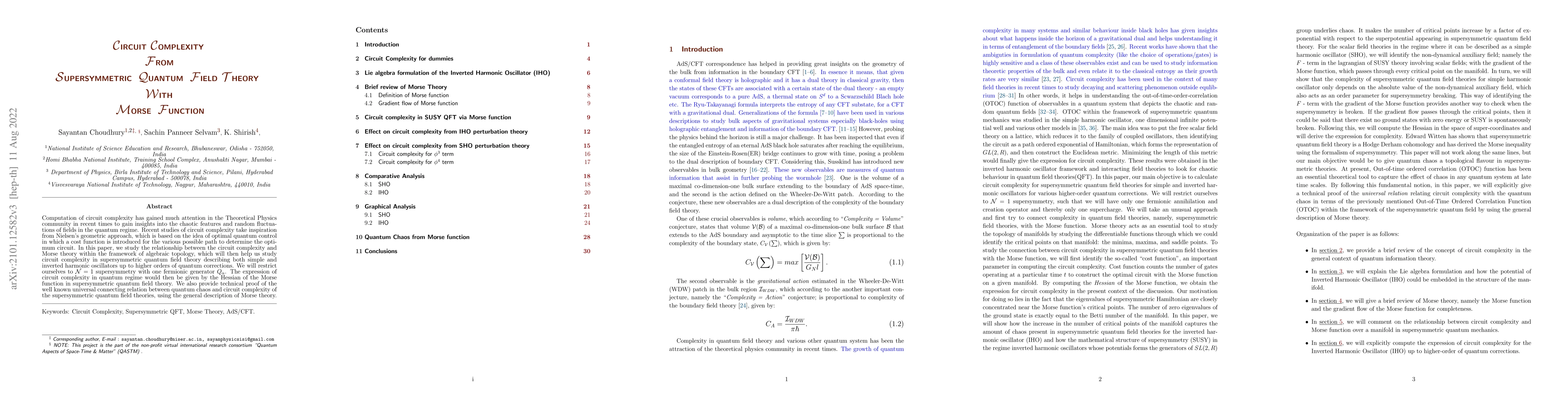 Thumbnail for Circuit Complexity From Supersymmetric Quantum Field Theory With Morse
  Function