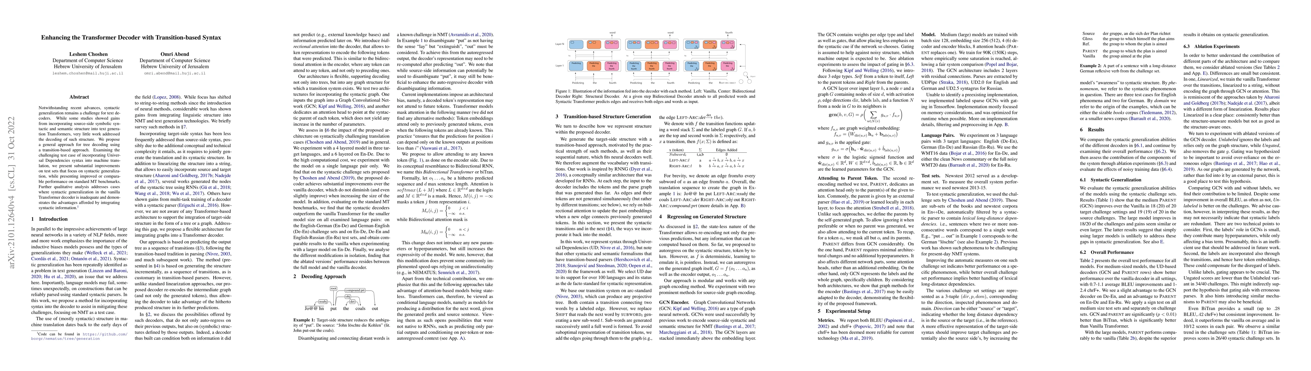 Thumbnail for Enhancing the Transformer Decoder with Transition-based Syntax