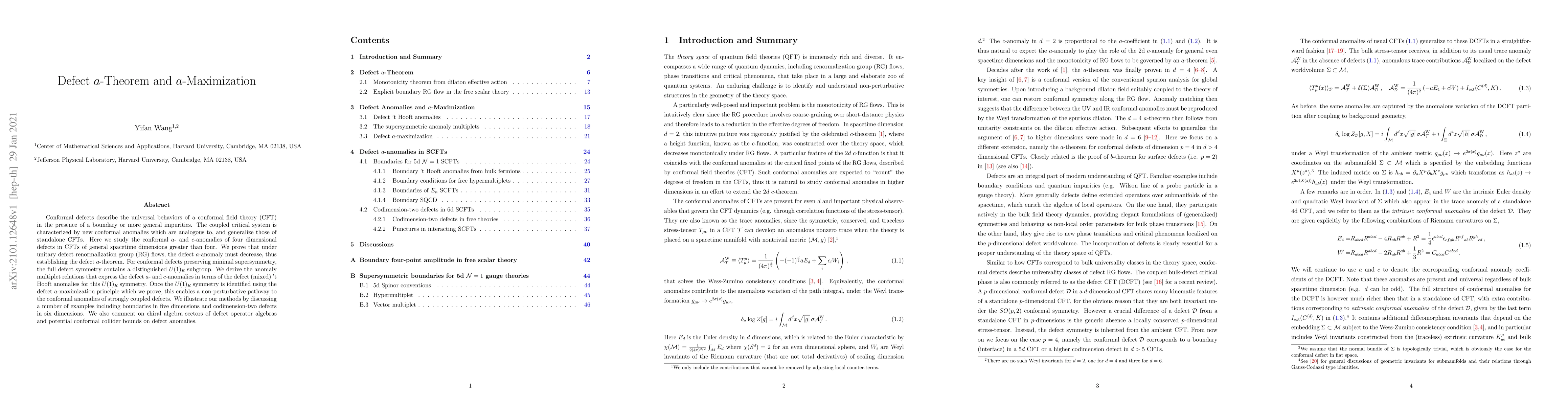 Thumbnail for Defect $a$-Theorem and $a$-Maximization