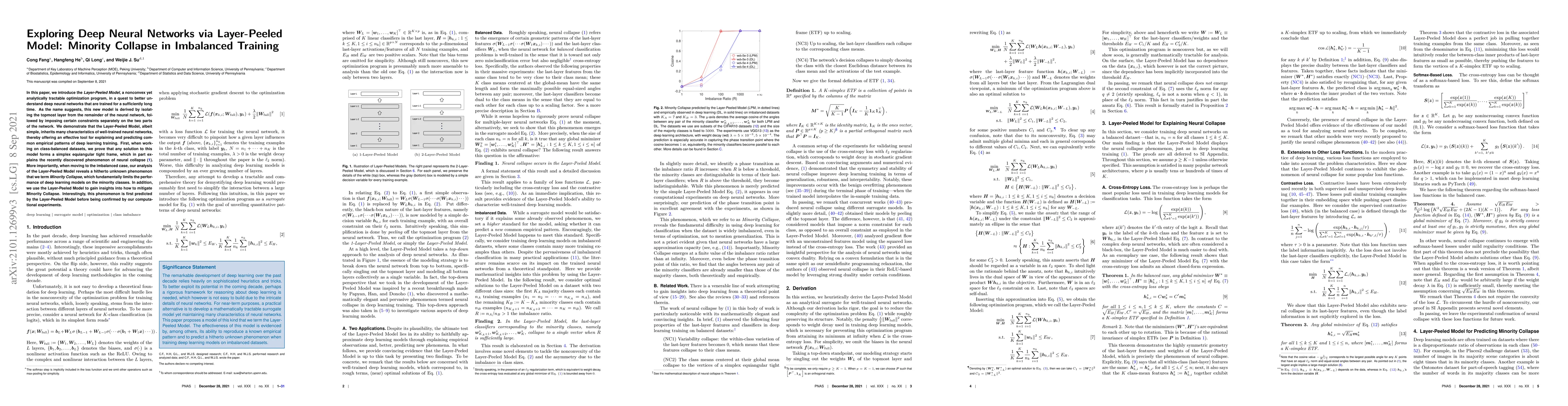 Thumbnail for Exploring Deep Neural Networks via Layer-Peeled Model: Minority Collapse
  in Imbalanced Training