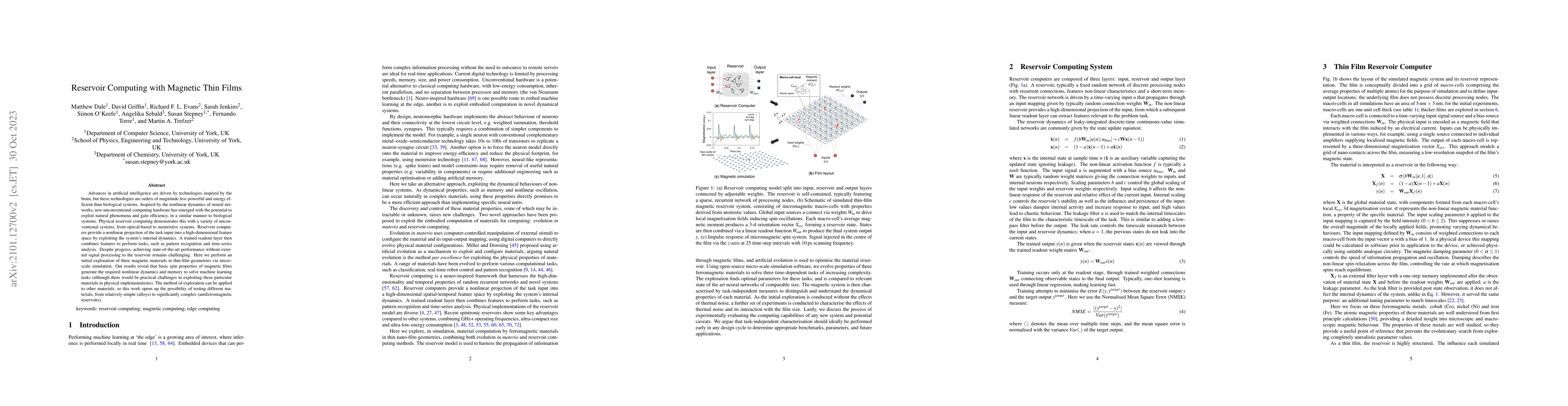 Thumbnail for Reservoir Computing with Magnetic Thin Films
