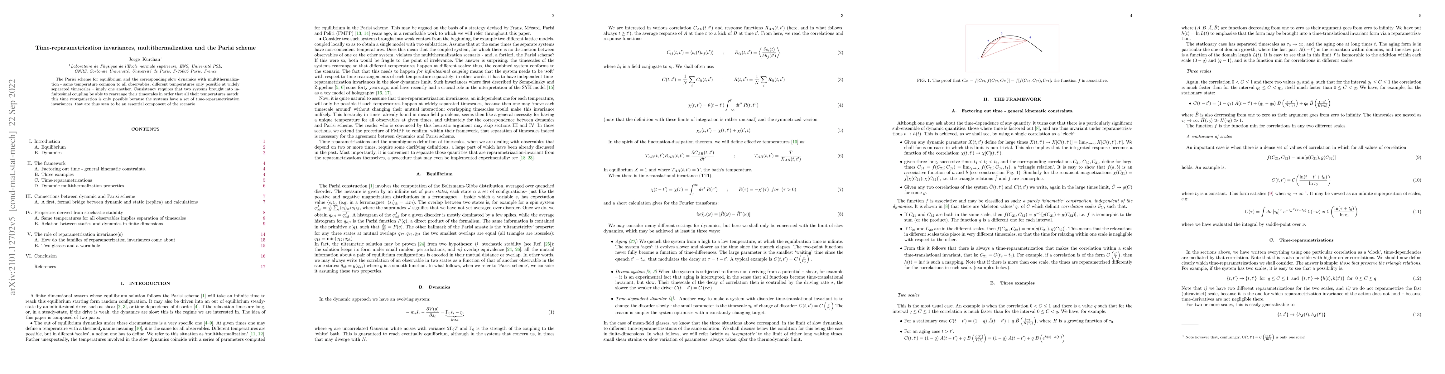 Thumbnail for Time-reparametrization invariances, multithermalization and the Parisi
  scheme