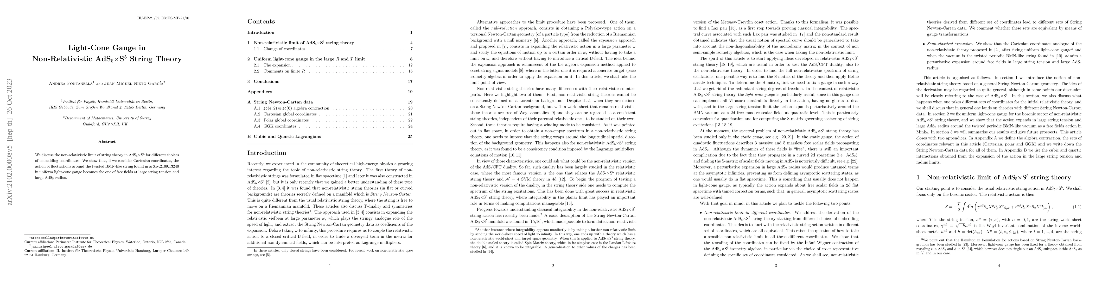 Thumbnail for Light-Cone Gauge in Non-Relativistic AdS$_5\times$S$^5$ String Theory
