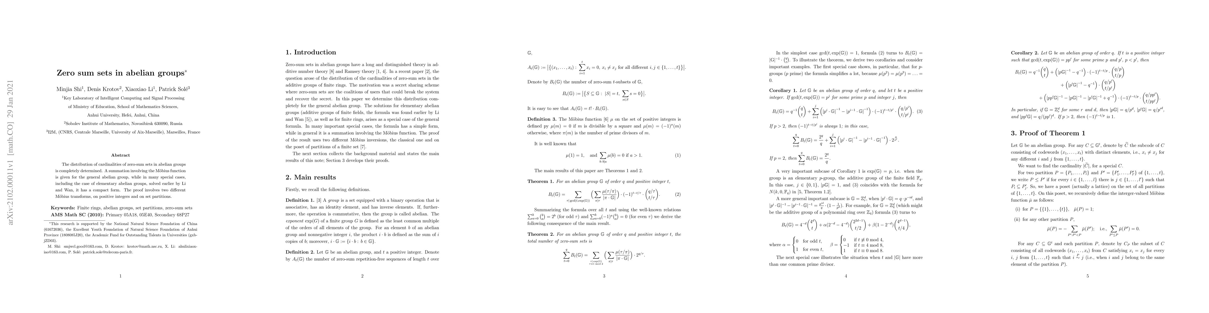 Thumbnail for Zero sum sets in abelian groups