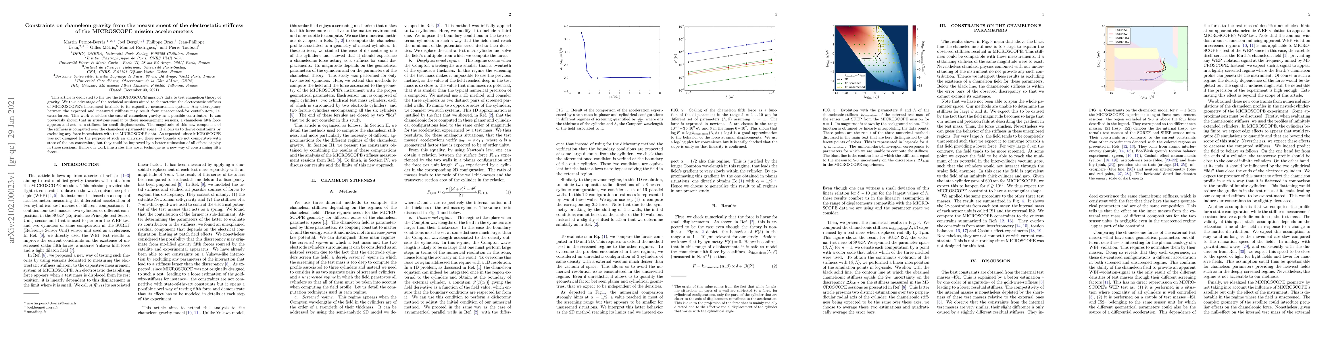 Thumbnail for Constraints on chameleon gravity from the measurement of the
  electrostatic stiffness of the MICROSCOPE mission accelerometers