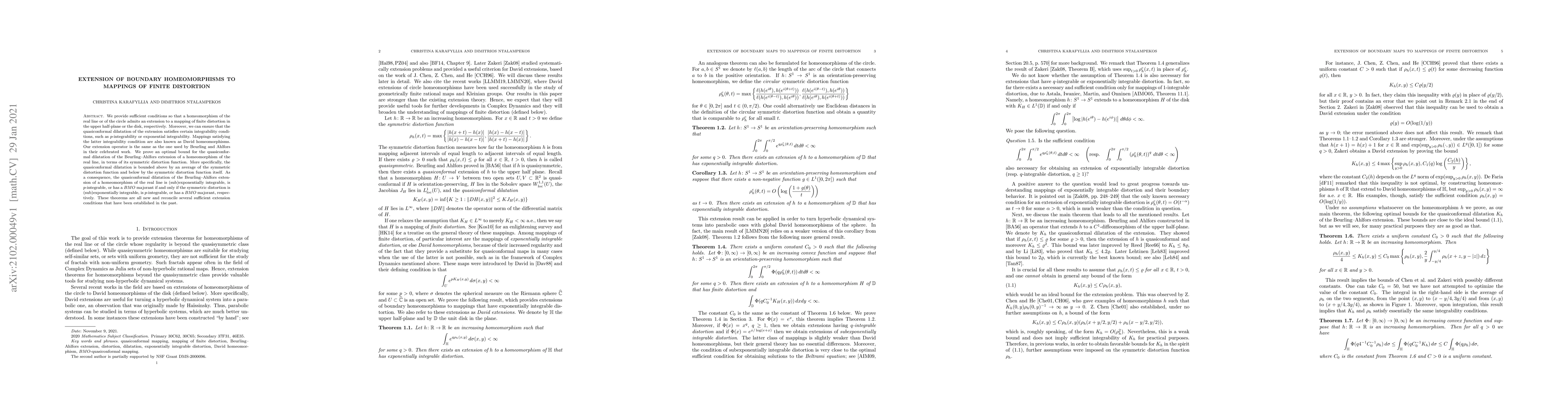Thumbnail for Extension of boundary homeomorphisms to mappings of finite distortion