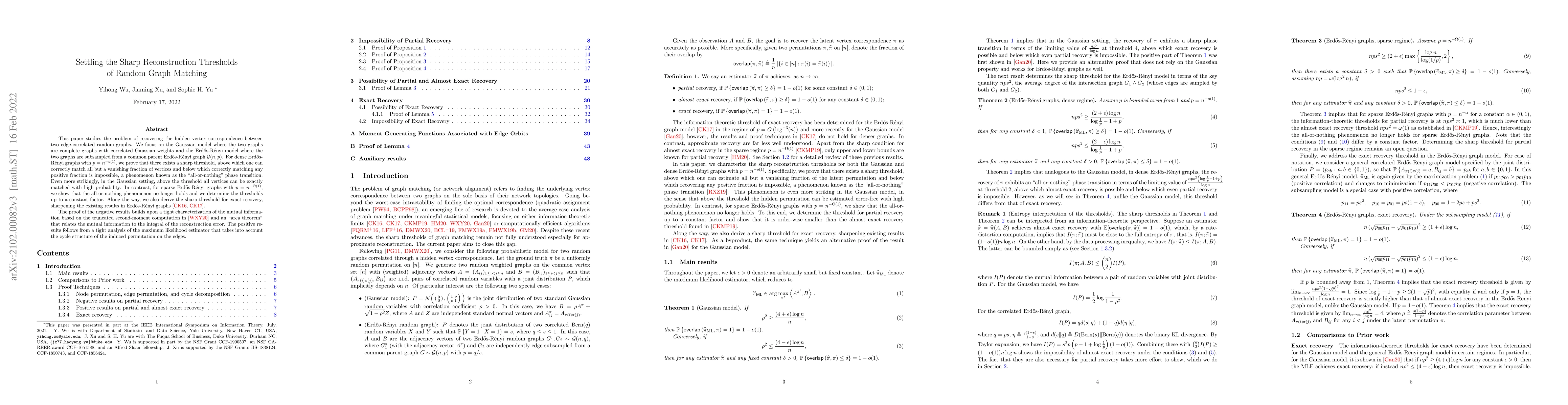 Thumbnail for Settling the Sharp Reconstruction Thresholds of Random Graph Matching