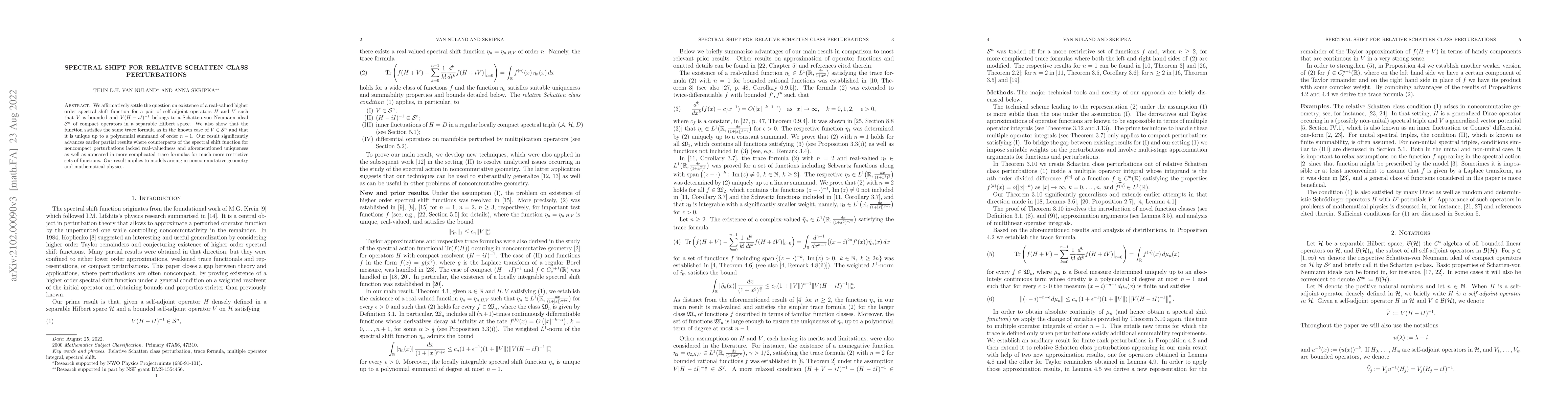 Thumbnail for Spectral shift for relative Schatten class perturbations