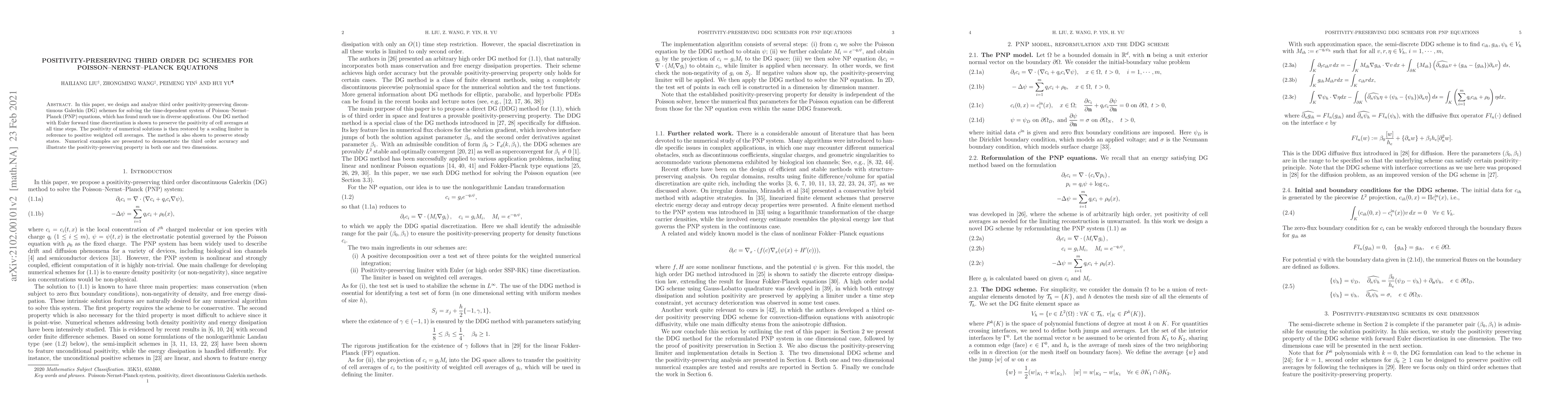 Thumbnail for Positivity-preserving third order DG schemes for Poisson--Nernst--Planck
  equations