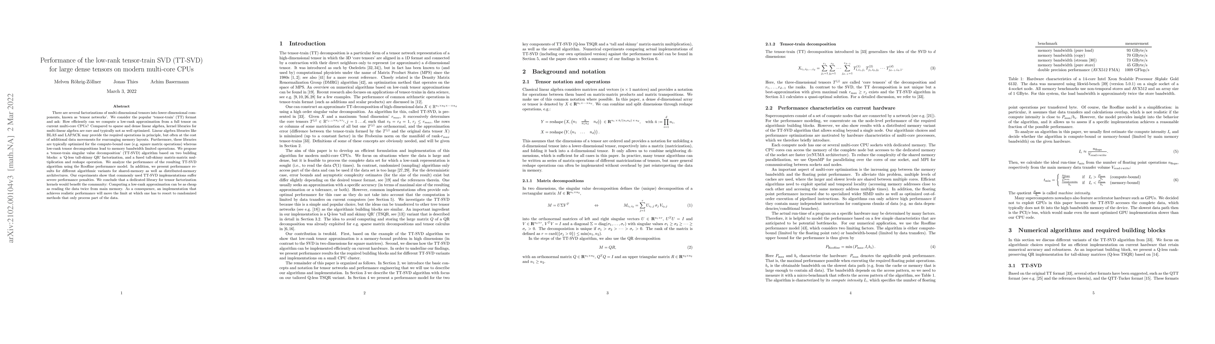 Thumbnail for Performance of the low-rank tensor-train SVD (TT-SVD) for large dense
  tensors on modern multi-core CPUs