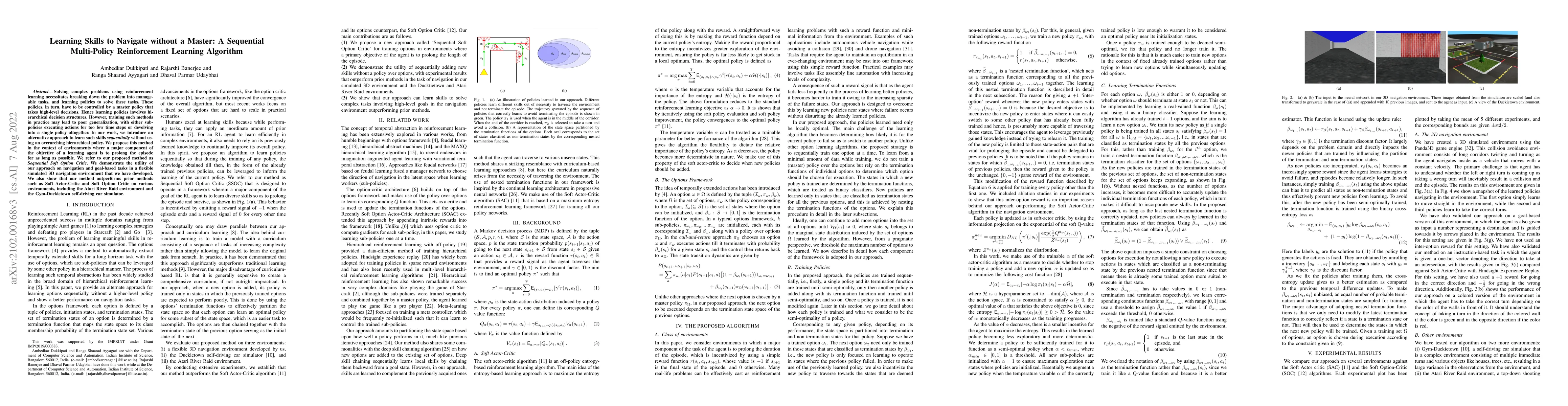 Thumbnail for Learning Skills to Navigate without a Master: A Sequential Multi-Policy
  Reinforcement Learning Algorithm