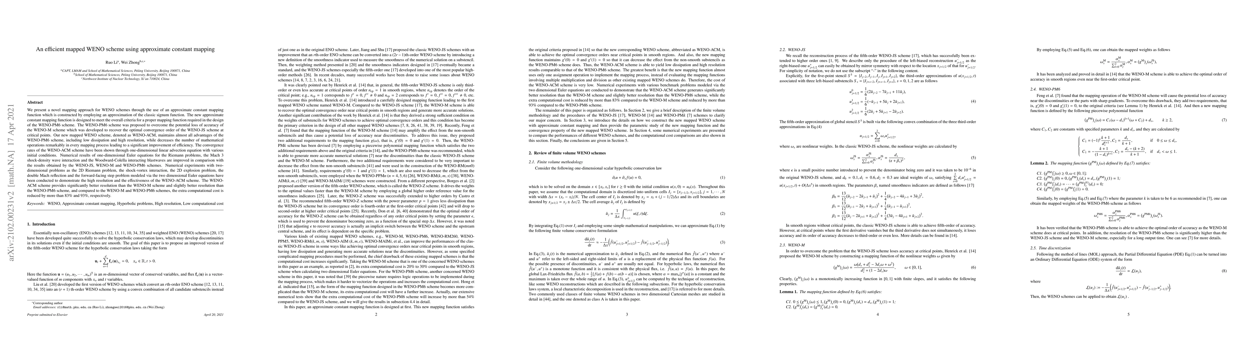 Thumbnail for An efficient mapped WENO scheme using approximate constant mapping