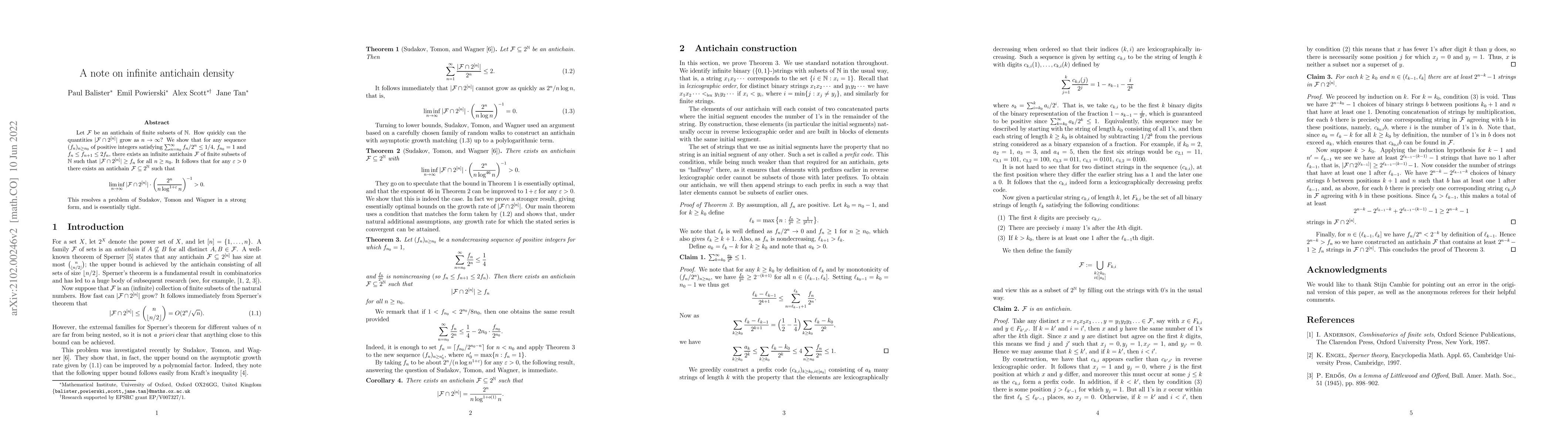 Thumbnail for A note on infinite antichain density