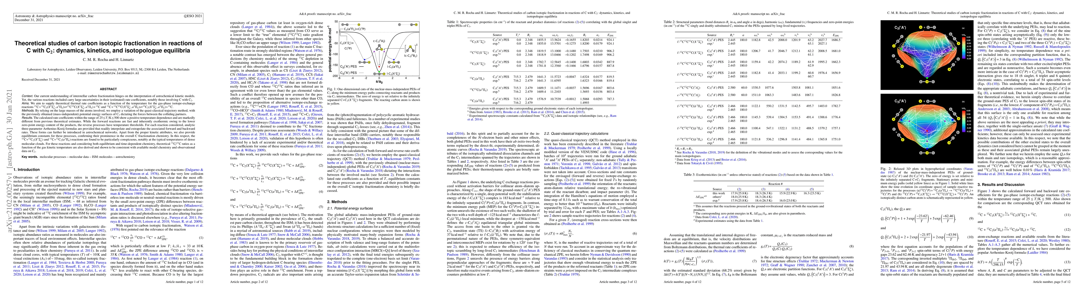 Thumbnail for Theoretical studies of carbon isotopic fractionation in reactions of C
  with C$_{2}$: dynamics, kinetics, and isotopologue equilibria