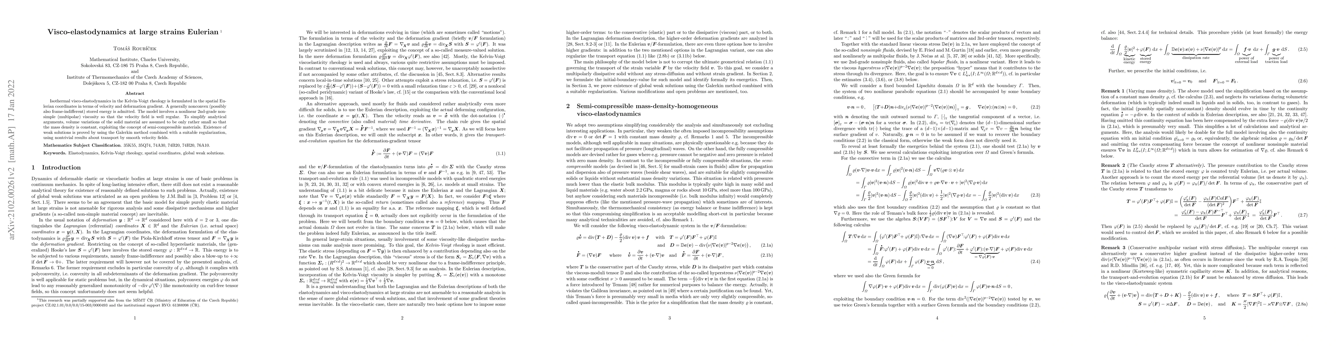 Thumbnail for Visco-elastodynamics at large strains Eulerian