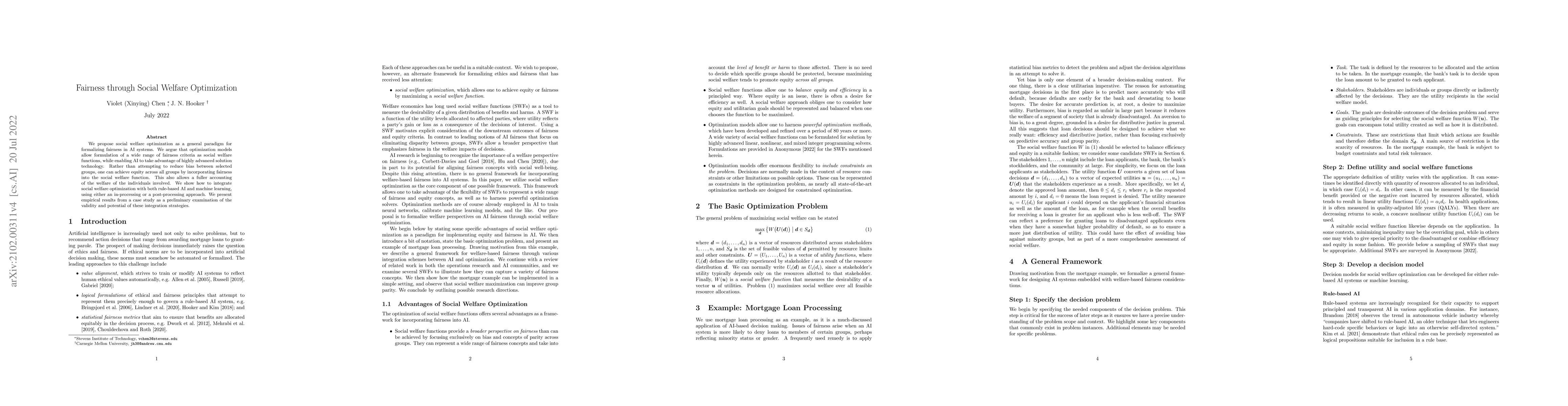 Thumbnail for Fairness through Social Welfare Optimization