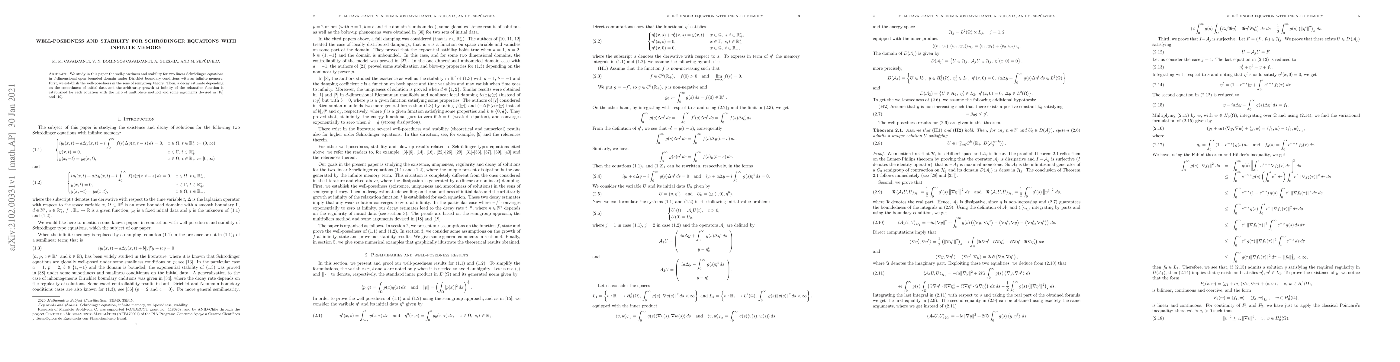 Thumbnail for Well-posedness and stability for Schr\"odinger equations with infinite
  memory