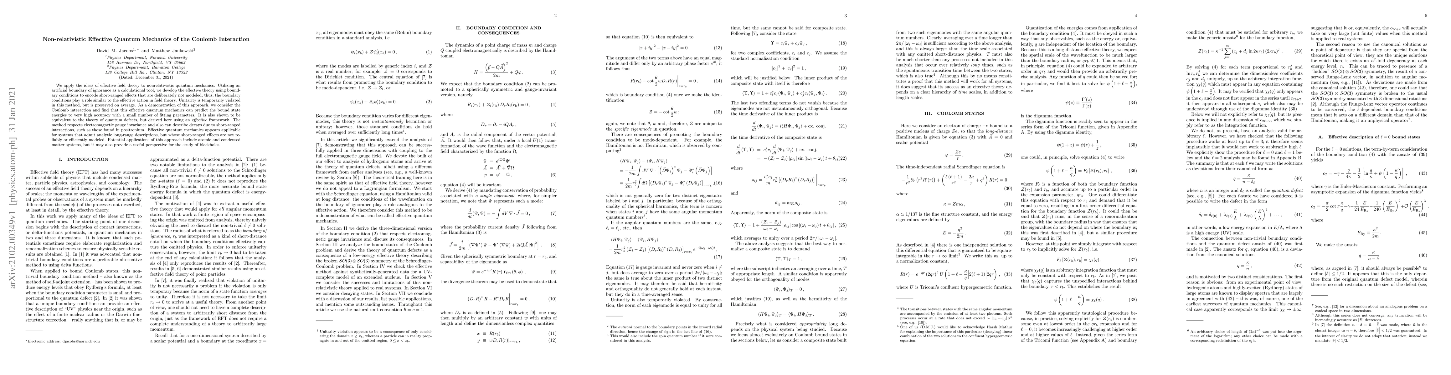 Thumbnail for Non-relativistic Effective Quantum Mechanics of the Coulomb Interaction