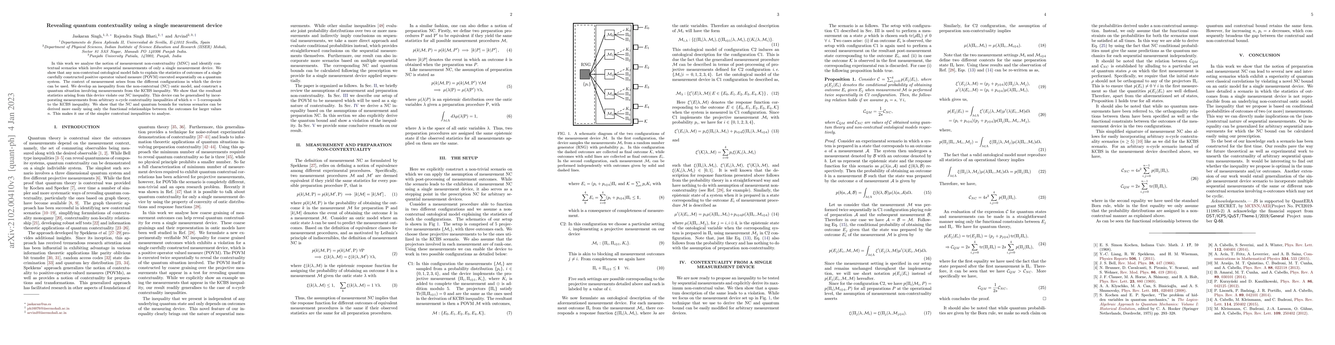 Thumbnail for Revealing quantum contextuality using a single measurement device