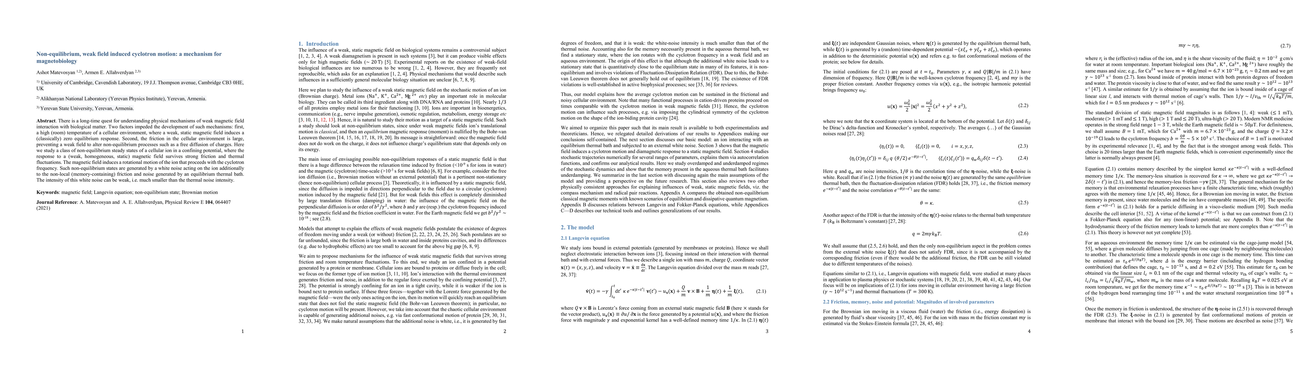 Thumbnail for Non-equilibrium, weak-field induced magnetism: a mechanism for
  magnetobiology