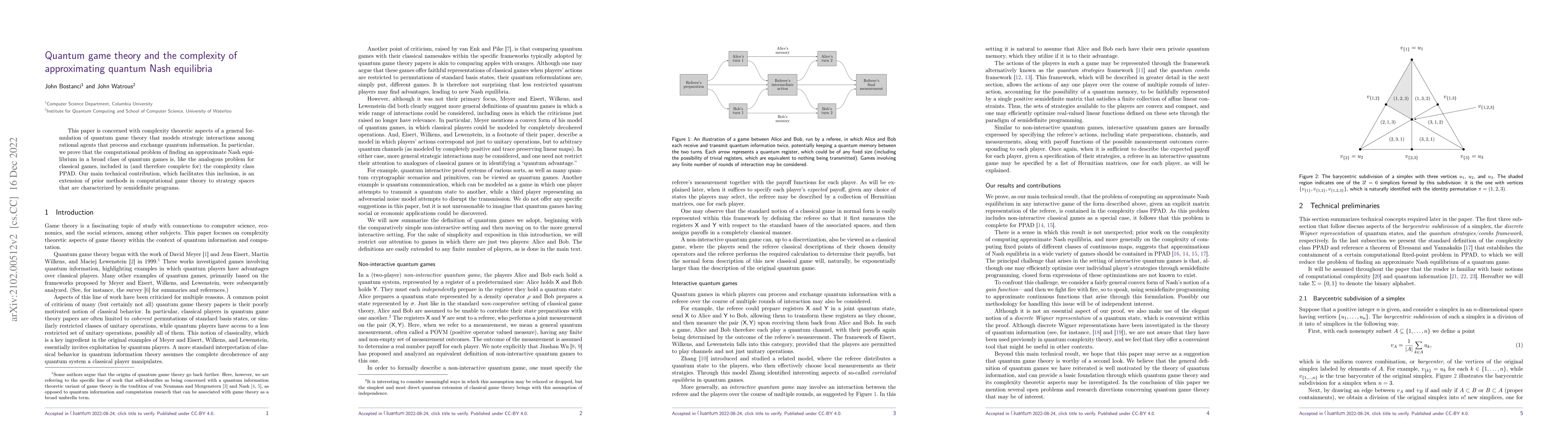 Thumbnail for Quantum game theory and the complexity of approximating quantum Nash
  equilibria