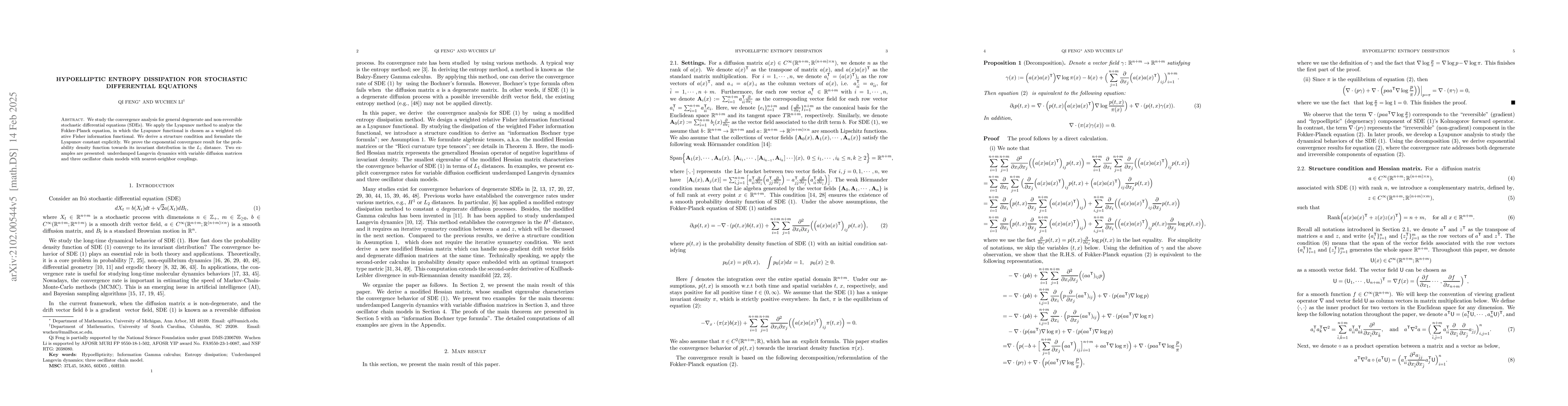 Thumbnail for Hypoelliptic entropy dissipation for stochastic differential equations