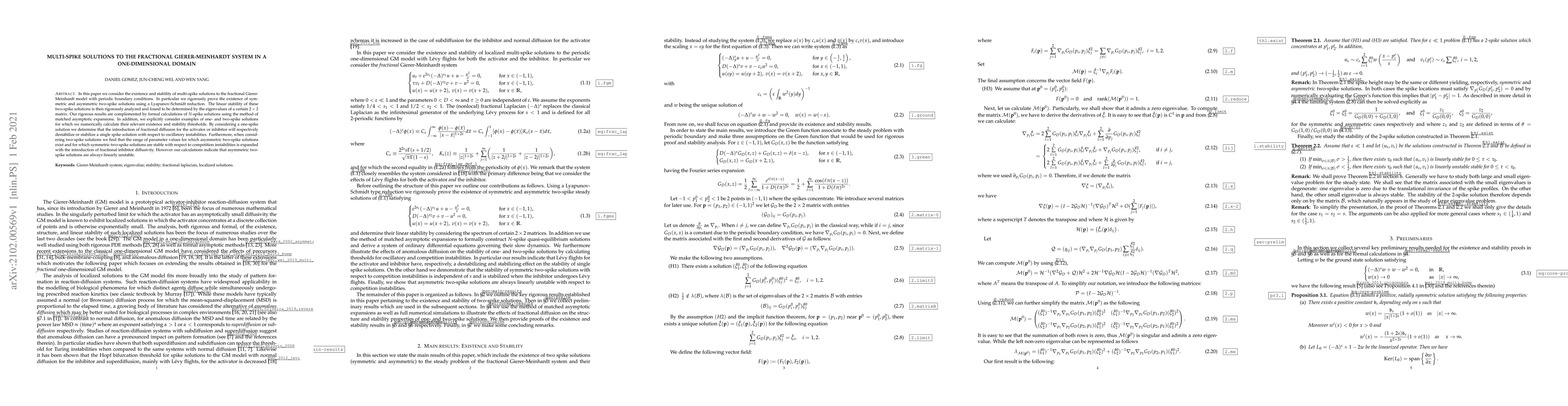 Thumbnail for Multi-Spike Solutions to the Fractional Gierer-Meinhardt System in a
  One-Dimensional Domain