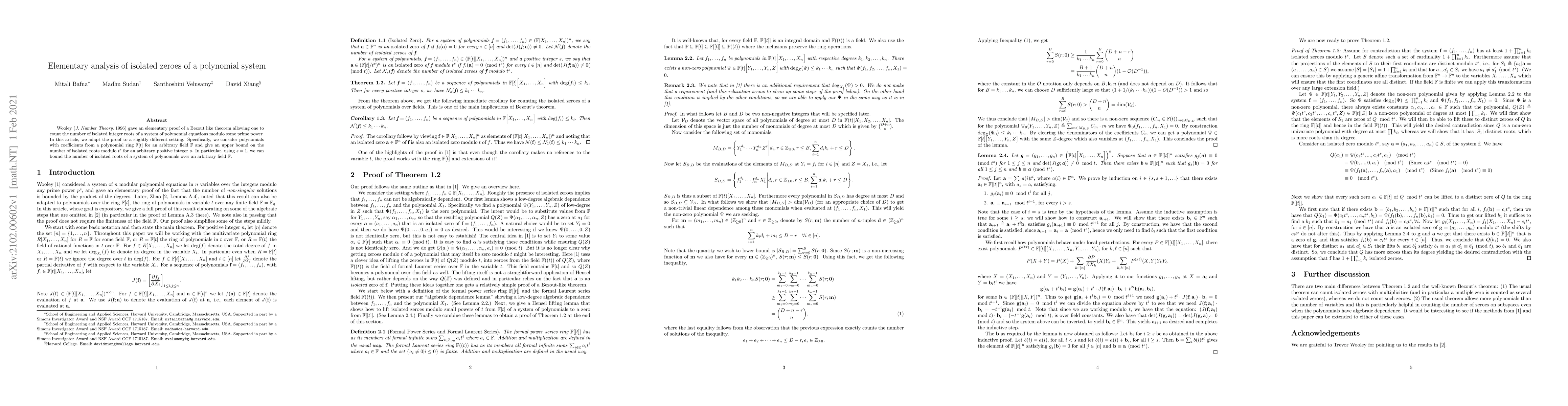 Thumbnail for Elementary analysis of isolated zeroes of a polynomial system