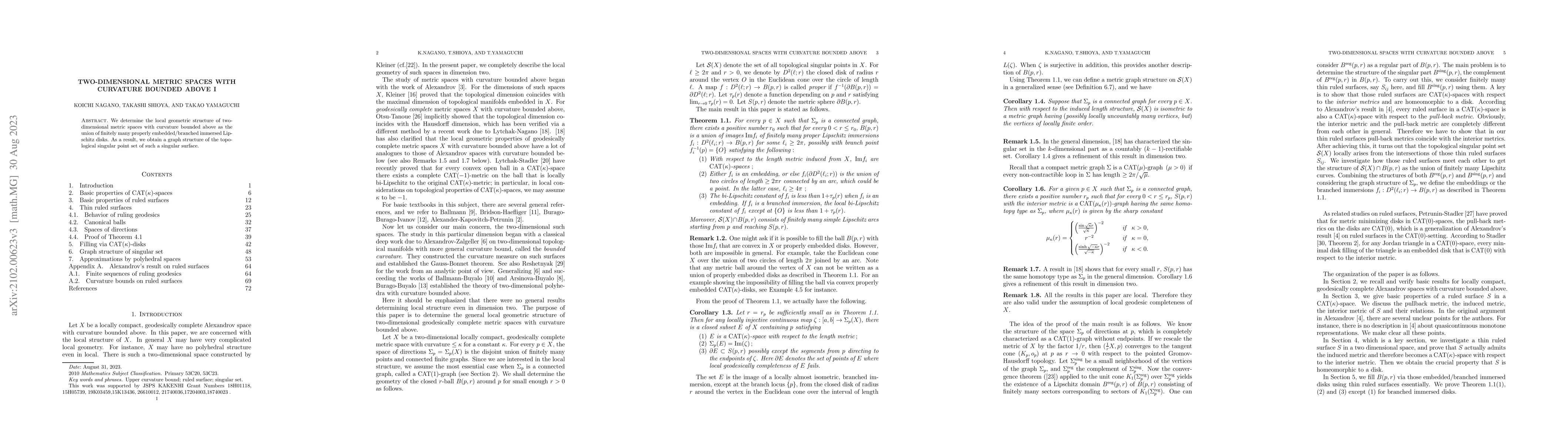 Thumbnail for Two-dimensional metric spaces with curvature bounded above I