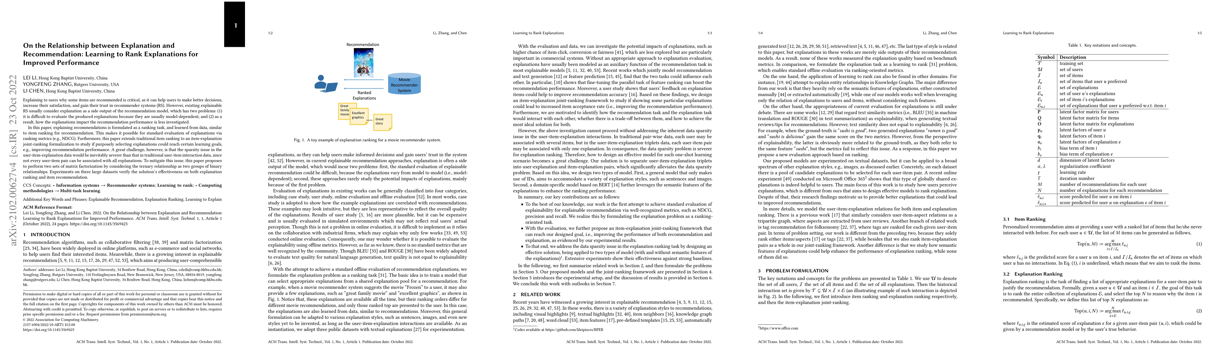 Thumbnail for On the Relationship between Explanation and Recommendation: Learning to
  Rank Explanations for Improved Performance