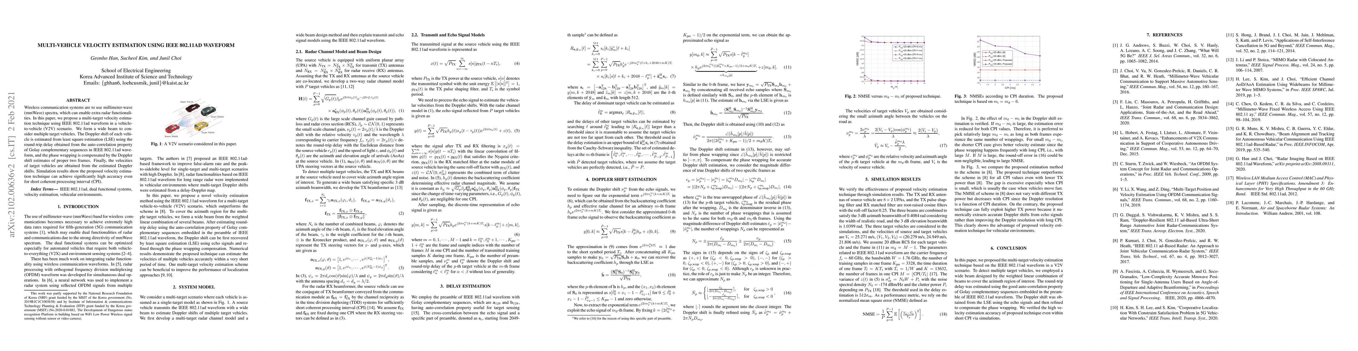 Thumbnail for Multi-Vehicle Velocity Estimation Using IEEE 802.11ad Waveform