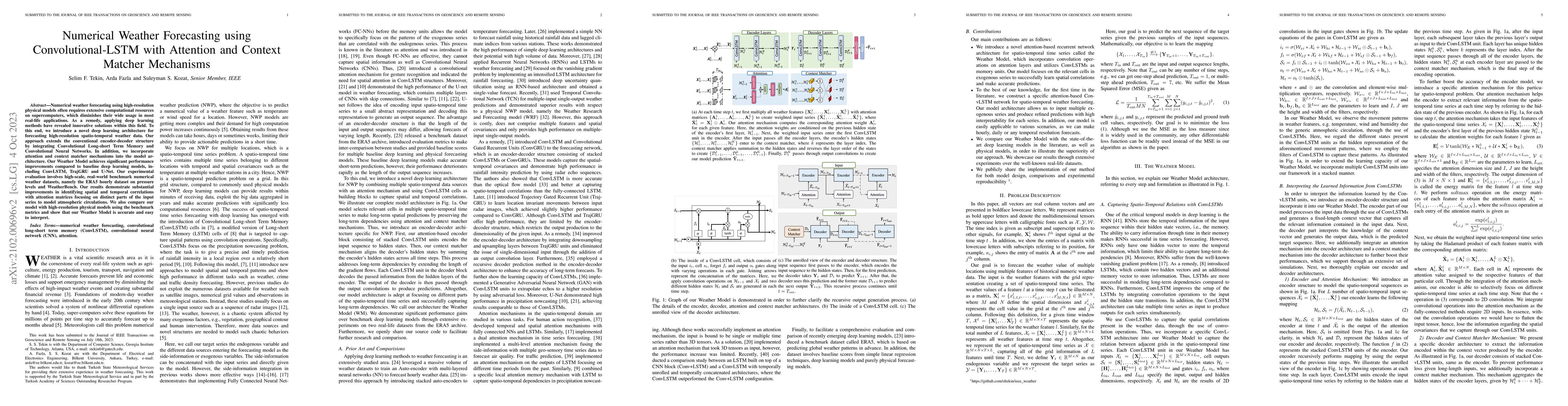 Thumbnail for Numerical Weather Forecasting using Convolutional-LSTM with Attention
  and Context Matcher Mechanisms