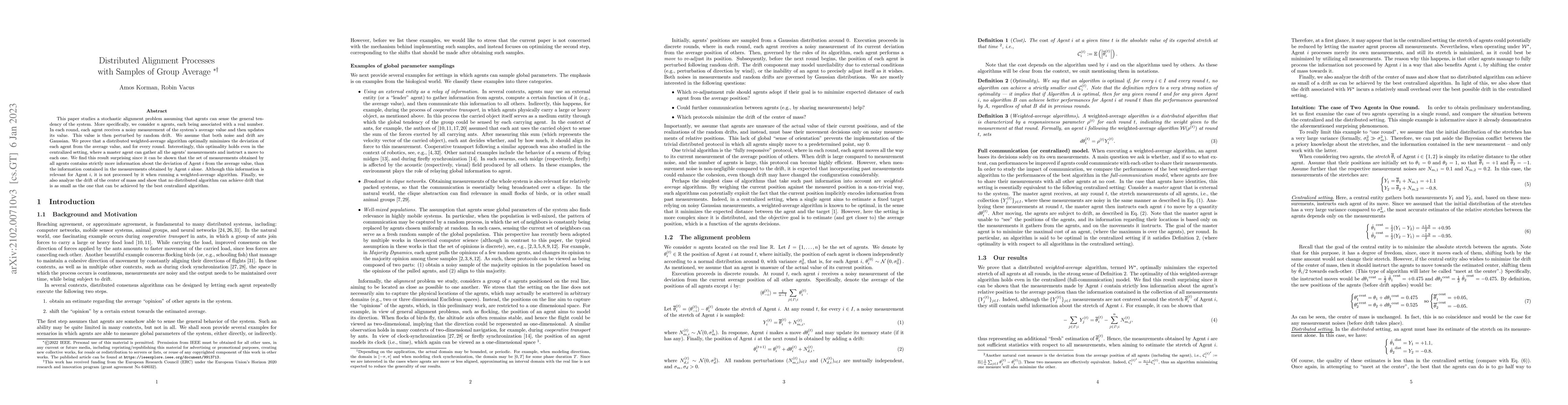 Thumbnail for Distributed Alignment Processes with Samples of Group Average