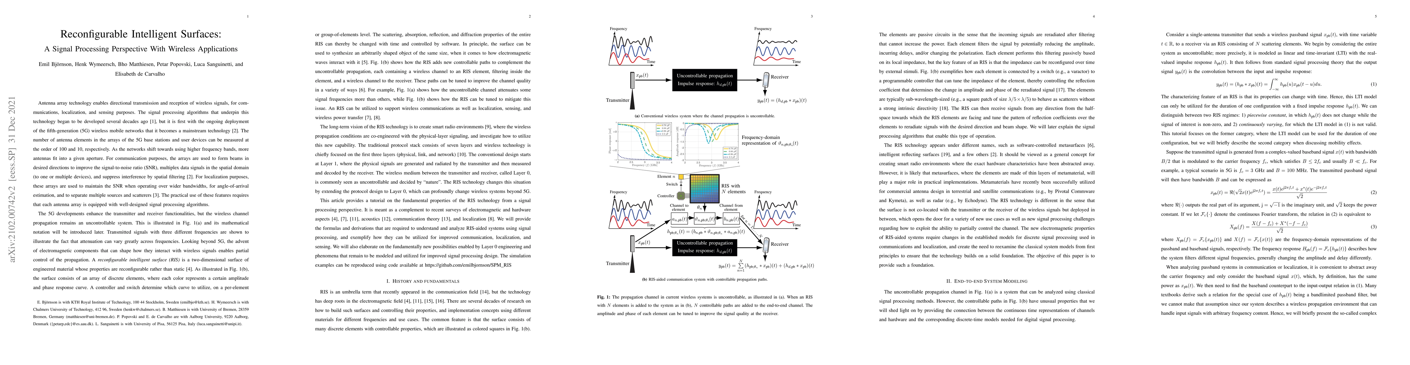 Thumbnail for Reconfigurable Intelligent Surfaces: A Signal Processing Perspective
  With Wireless Applications