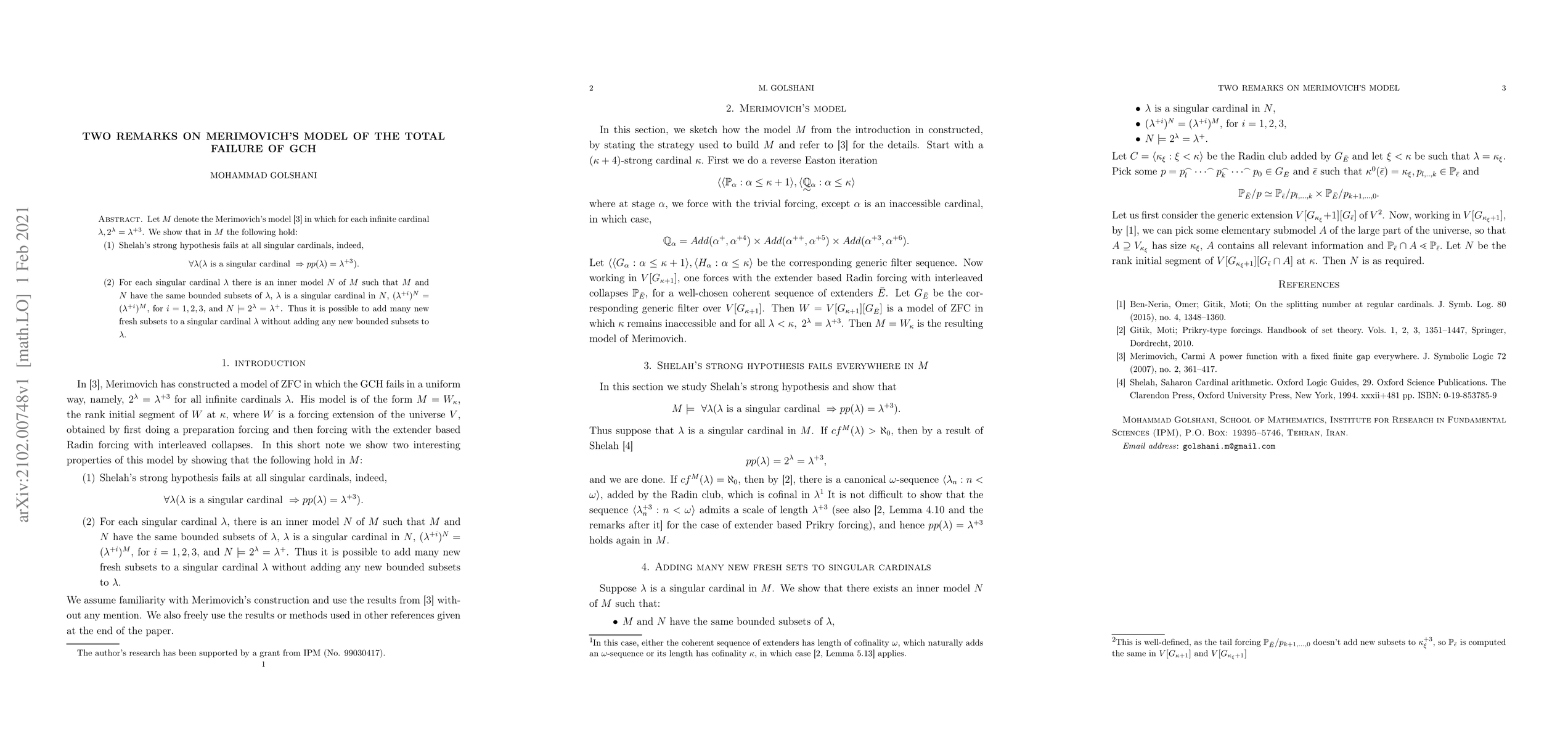 Thumbnail for Two remarks on Merimovich's model of the total failure of GCH