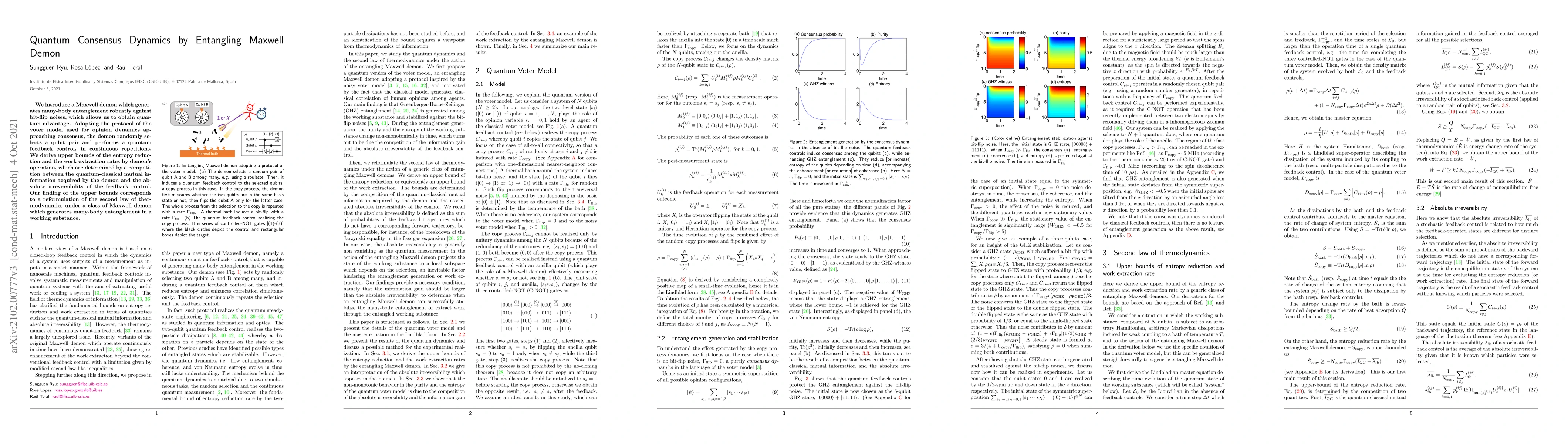 Thumbnail for Quantum Consensus Dynamics by Entangling Maxwell Demon