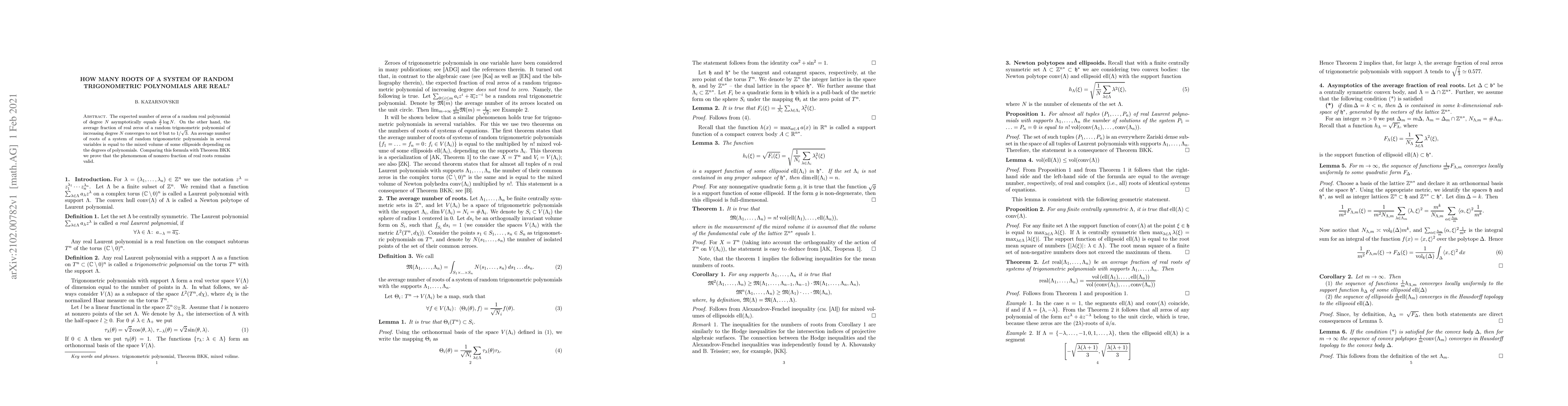 Thumbnail for How many roots of a system of random trigonometric polynomials are real?